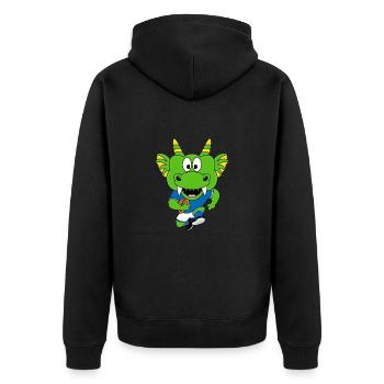 DRACHE - AMERICAN FOOTBALL - SPORT - Unisex Premium Bio Zip Hoodie - Schwarz - Hinten - Nico (187cm)