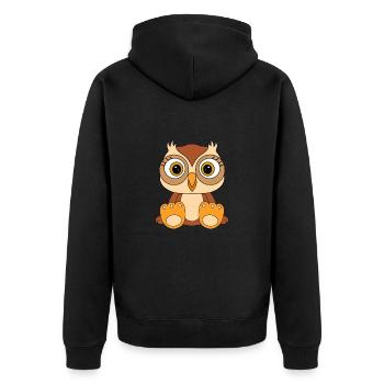 EULE - TIER - KIND - BABY - VOGEL - Unisex Premium Bio Zip Hoodie - Schwarz - Hinten - Nico (187cm)