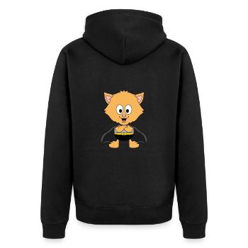 KATZE - KATER - SUPERHELD - TIER - KIND - BABY - Unisex Premium Bio Zip Hoodie - Schwarz - Hinten - Nico (187cm)