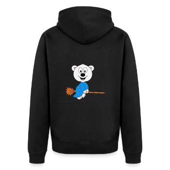 HEXE - EISBÄR - HEXENBESEN - HALLOWEEN - TIER - Unisex Premium Bio Zip Hoodie - Schwarz - Hinten - Nico (187cm)