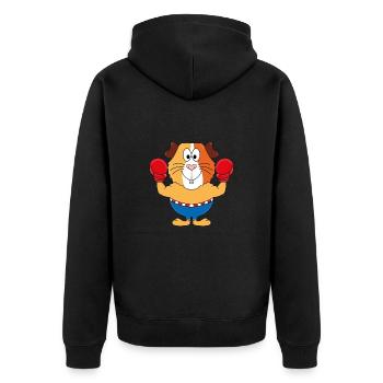 MEERSCHWEINCHEN - BOXER - BOXEN - SPORT - Unisex Premium Bio Zip Hoodie - Schwarz - Hinten - Nico (187cm)