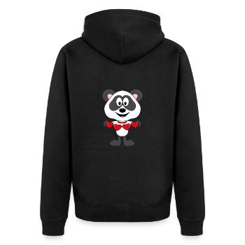 PANDA - BÄR - TEDDY - LIEBE - LOVE - TIER - Unisex Premium Bio Zip Hoodie - Schwarz - Hinten - Nico (187cm)