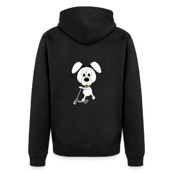 HUND - ROLLER - TIER - KIND - BABY - SPORT - Unisex Premium Bio Zip Hoodie - Schwarz - Hinten - Nico (187cm)