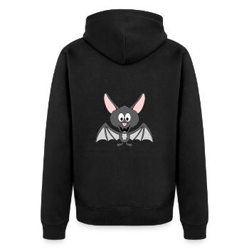 FLEDERMAUS - HALLOWEEN - KIND - TIER - BABY - Unisex Premium Bio Zip Hoodie - Schwarz - Hinten - Nico (187cm)