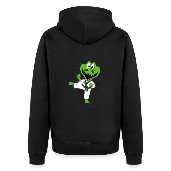 KROKODIL - KARATE - JUDO - SPORT - TIER - Unisex Premium Bio Zip Hoodie - Schwarz - Hinten - Nico (187cm)
