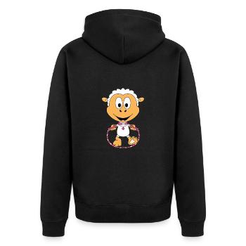 SCHAF - SPRINGSEIL - TIER - KIND - BABY - Unisex Premium Bio Zip Hoodie - Schwarz - Hinten - Nico (187cm)