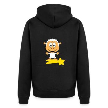 SCHAF - STERNSCHNUPPE - TIER - KIND - BABY - Unisex Premium Bio Zip Hoodie - Schwarz - Hinten - Nico (187cm)