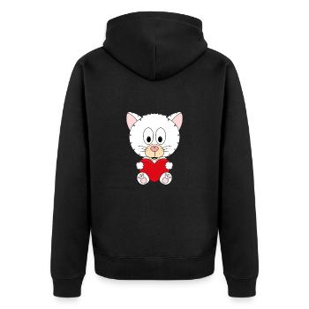 KATZE - KATER - LIEBE - LOVE - TIER - BABY - Unisex Premium Bio Zip Hoodie - Schwarz - Hinten - Nico (187cm)