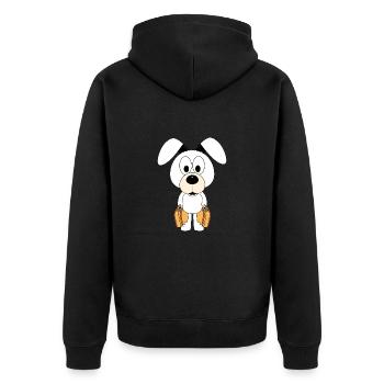HUND - REISE - URLAUB - FERIEN - AUSWANDERER - Unisex Premium Bio Zip Hoodie - Schwarz - Hinten - Nico (187cm)