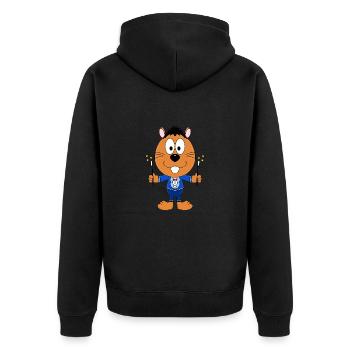 ZAUBERER - MAGIER - BIBER - OTTER - MARDER - Unisex Premium Bio Zip Hoodie - Schwarz - Hinten - Nico (187cm)