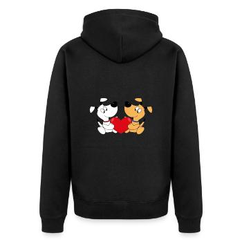 HUNDE - LIEBE - HERZ - TIERE - TIERLIEB - LOVE - Unisex Premium Bio Zip Hoodie - Schwarz - Hinten - Nico (187cm)