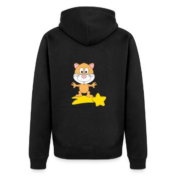 HAMSTER - STERNSCHNUPPE - TIER - KIND - BABY - Unisex Premium Bio Zip Hoodie - Schwarz - Hinten - Nico (187cm)