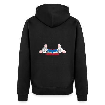 MÄUSE - MAUS - SOFA - CHILLEN - RELAXEN - LIEBE - Unisex Premium Bio Zip Hoodie - Schwarz - Hinten - Nico (187cm)