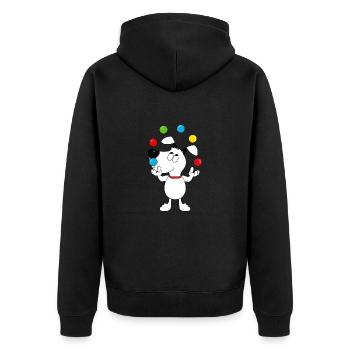 HUND - BÄLLE - JONGLIEREN - ZIRKUS - TIER - Unisex Premium Bio Zip Hoodie - Schwarz - Hinten - Nico (187cm)