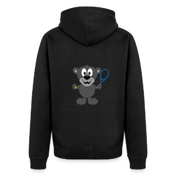 PANTHER - TENNIS - SPORT - TIER - KIND - BABY - Unisex Premium Bio Zip Hoodie - Schwarz - Hinten - Nico (187cm)