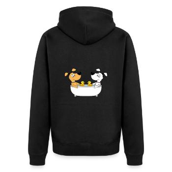 HUNDE - BADEWANNE - BADEENTEN - LIEBE - HUND - Unisex Premium Bio Zip Hoodie - Schwarz - Hinten - Nico (187cm)