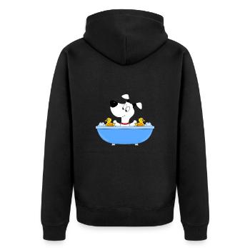 HUND - BADEWANNE - BADEN - BADEENTEN - TIER - Unisex Premium Bio Zip Hoodie - Schwarz - Hinten - Nico (187cm)