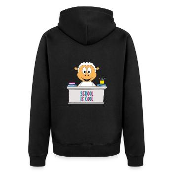 SCHAF - SCHULE - SCHÜLER - LEHRER - TIER - Unisex Premium Bio Zip Hoodie - Schwarz - Hinten - Nico (187cm)