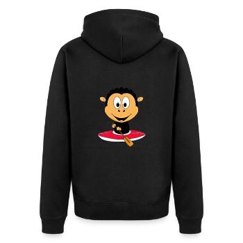 SCHWARZES SCHAF - KANU - KAJAK - TIER - SPORT - Unisex Premium Bio Zip Hoodie - Schwarz - Hinten - Nico (187cm)