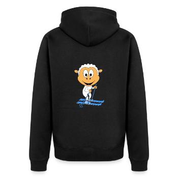SCHAF - SKIER - SKI - SPORT - TIER - KIND - BABY - Unisex Premium Bio Zip Hoodie - Schwarz - Hinten - Nico (187cm)