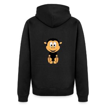 SCHWARZES SCHAF - KOFFER - REISE - URLAUB - TIER - Unisex Premium Bio Zip Hoodie - Schwarz - Hinten - Nico (187cm)