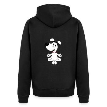 HUND - YOGA - PILATES - TIER - TIERISCH - Unisex Premium Bio Zip Hoodie - Schwarz - Hinten - Nico (187cm)