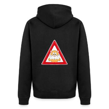ACHTUNG HAMSTER - TIER - TIERISCH - Unisex Premium Bio Zip Hoodie - Schwarz - Hinten - Nico (187cm)