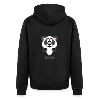 PANDA - BÄR - TIER - KIND - BABY - Unisex Premium Bio Zip Hoodie - Schwarz - Hinten - Nico (187cm)