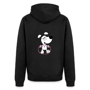 HUND - SPRINGSEIL - TIER - TIERISCH - Unisex Premium Bio Zip Hoodie - Schwarz - Hinten - Nico (187cm)