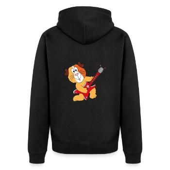 MEERSCHWEINCHEN - GITARRE - MUSIK - LIEBE - TIER - Unisex Premium Bio Zip Hoodie - Schwarz - Hinten - Nico (187cm)