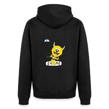 MONSTER - KITER - KITE - KITESURFER - KITEN - Unisex Premium Bio Zip Hoodie - Schwarz - Hinten - Nico (187cm)