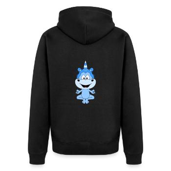 EINHORN - YOGA - PILATES - Unisex Premium Bio Zip Hoodie - Schwarz - Hinten - Nico (187cm)