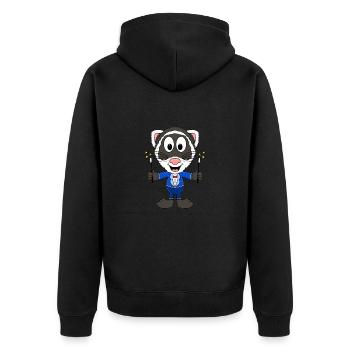 FRETTCHEN - ZAUBERER - ZAUBERN - MAGIE - TIER - Unisex Premium Bio Zip Hoodie - Schwarz - Hinten - Nico (187cm)