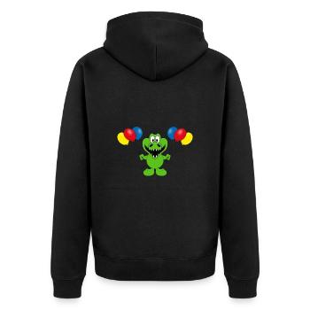 KROKODIL - LUFTBALLONS - TIER - KIND - BABY - Unisex Premium Bio Zip Hoodie - Schwarz - Hinten - Nico (187cm)