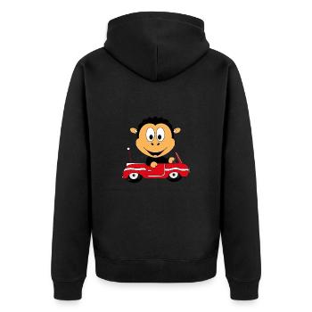 SCHWARZES SCHAF - AUTO - TIER - TIERISCH - BABY - Unisex Premium Bio Zip Hoodie - Schwarz - Hinten - Nico (187cm)