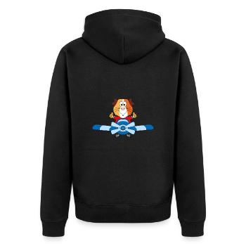 MEERSCHWEINCHEN - FLUGZEUG - PILOT - FLIEGEN - Unisex Premium Bio Zip Hoodie - Schwarz - Hinten - Nico (187cm)