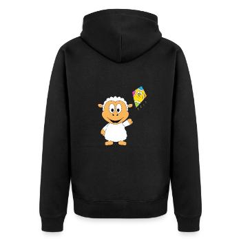SCHAF - DRACHE - DRACHENSTEIGEN - TIER - KIND - Unisex Premium Bio Zip Hoodie - Schwarz - Hinten - Nico (187cm)