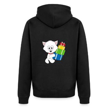 KATZE - GESCHENKE - WEIHNACHTEN - TIER - TIERISCH - Unisex Premium Bio Zip Hoodie - Schwarz - Hinten - Nico (187cm)