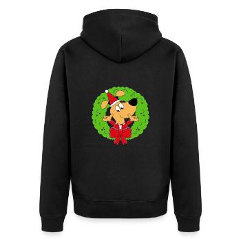 HUND - ADVENTSKRANZ - ADVENT - WEIHNACHTEN - TIER - Unisex Premium Bio Zip Hoodie - Schwarz - Hinten - Nico (187cm)