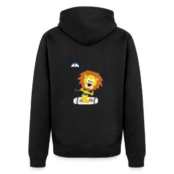 LÖWE - KITER - KITESURFEN - KITE - KITESURFER - Unisex Premium Bio Zip Hoodie - Schwarz - Hinten - Nico (187cm)