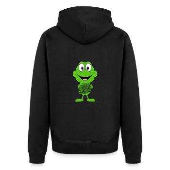 KNALLFROSCH - SILVESTER - NEUJAHR - FEUERWERK - Unisex Premium Bio Zip Hoodie - Schwarz - Hinten - Nico (187cm)