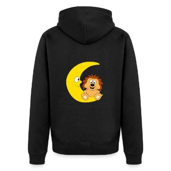 IGEL - MOND - TIER - TIERISCH - KIND - BABY - Unisex Premium Bio Zip Hoodie - Schwarz - Hinten - Nico (187cm)