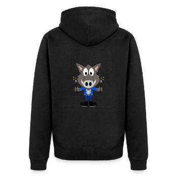 WILDSCHWEIN - ZAUBERER - TIER - KIND - BABY - Unisex Premium Bio Zip Hoodie - Schwarz - Hinten - Nico (187cm)