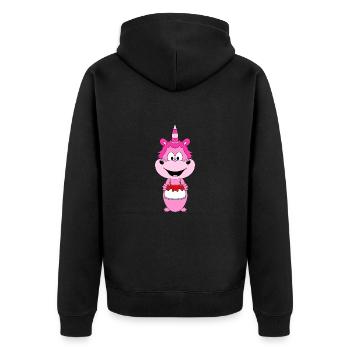 EINHORN - GEBURTSTAG - KIND - BABY - PARTY - Unisex Premium Bio Zip Hoodie - Schwarz - Hinten - Nico (187cm)