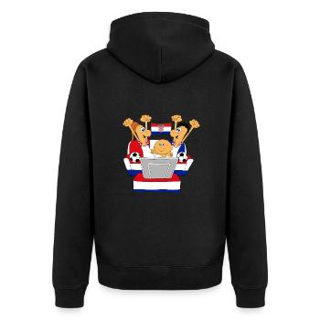 KROATIEN - FUßBALL - WM - WELTMEISTERSCHAFT - FANS - Unisex Premium Bio Zip Hoodie - Schwarz - Hinten - Nico (187cm)