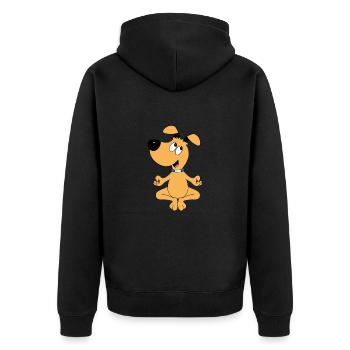 HUND - YOGA - PILATES - TIER - TIERISCH - Unisex Premium Bio Zip Hoodie - Schwarz - Hinten - Nico (187cm)