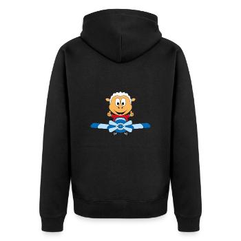 SCHAF - FLUGZEUG - FLIEGEN - PILOT - TIER - Unisex Premium Bio Zip Hoodie - Schwarz - Hinten - Nico (187cm)