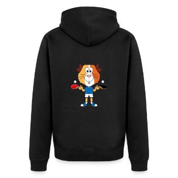 MEERSCHWEINCHEN - TISCHTENNIS - SPORT - TIERISCH - Unisex Premium Bio Zip Hoodie - Schwarz - Hinten - Nico (187cm)