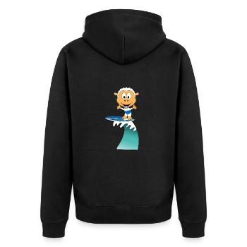 SCHAF - SURFER - WELLENREITER - WASSERSPORT - TIER - Unisex Premium Bio Zip Hoodie - Schwarz - Hinten - Nico (187cm)