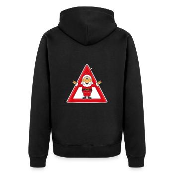 ACHTUNG WEIHNACHTSMANN - WEIHNACHTEN - Unisex Premium Bio Zip Hoodie - Schwarz - Hinten - Nico (187cm)